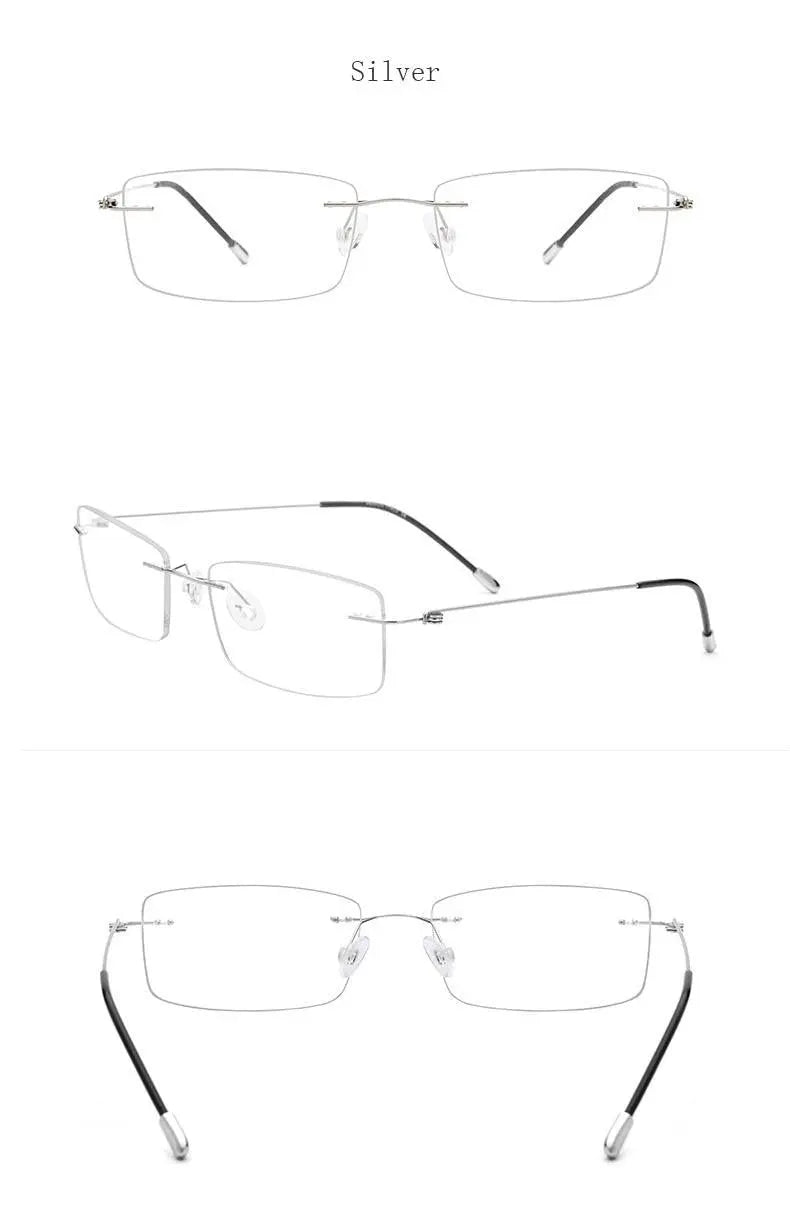 Women's Rectangular Rimless Titanium Prescription Glasses P8361 — view 15 | Rx Spectacle