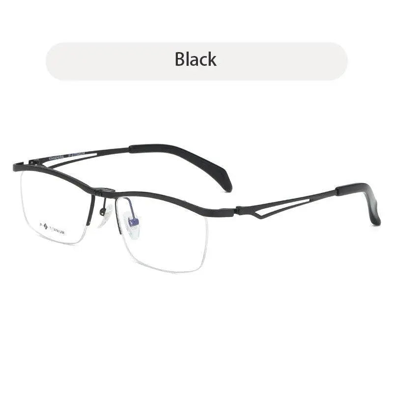 Unisex Rectangular Semi-Rimless Titanium Prescription Glasses T18044 — view 6 | Rx Spectacle