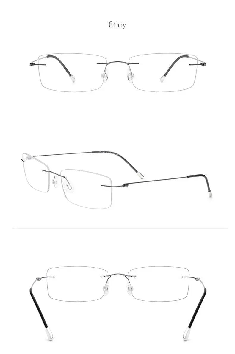 Women's Rectangular Rimless Titanium Prescription Glasses P8361 — view 17 | Rx Spectacle