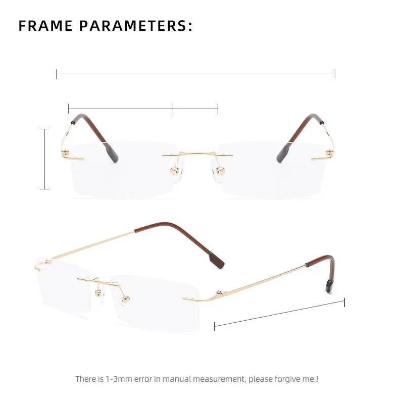 Unisex Rimless Titanium Prescription Glasses 522 — view 3 | Rx Spectacle