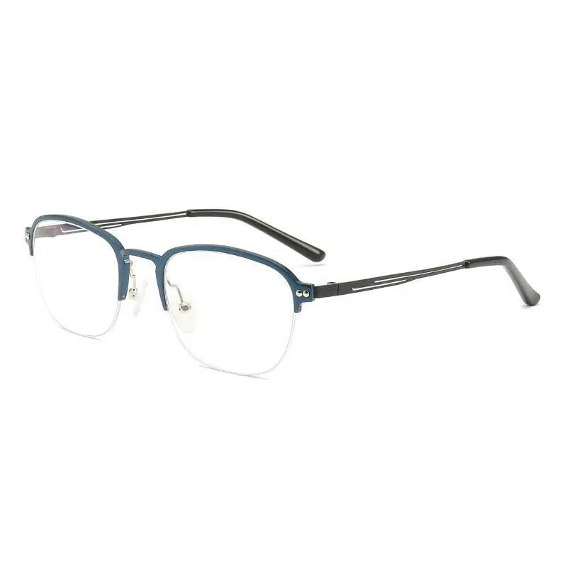 Unisex Square Semi-Rimless Titanium Prescription Glasses 6097 — view 4 | Rx Spectacle