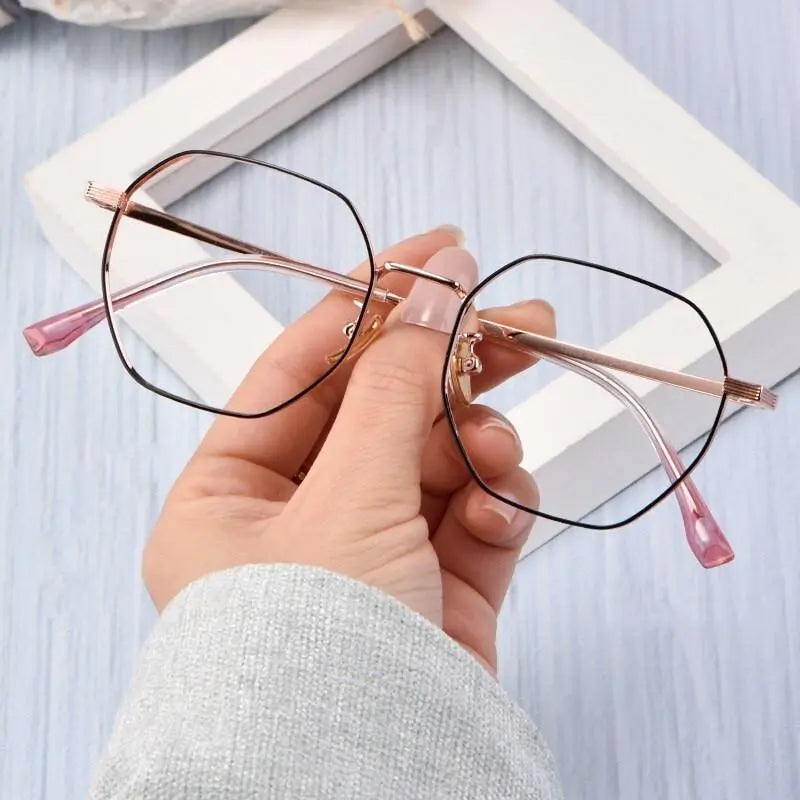 Unisex Polygon Full Rim Titanium Prescription Glasses T3903 — view 5 | Rx Spectacle