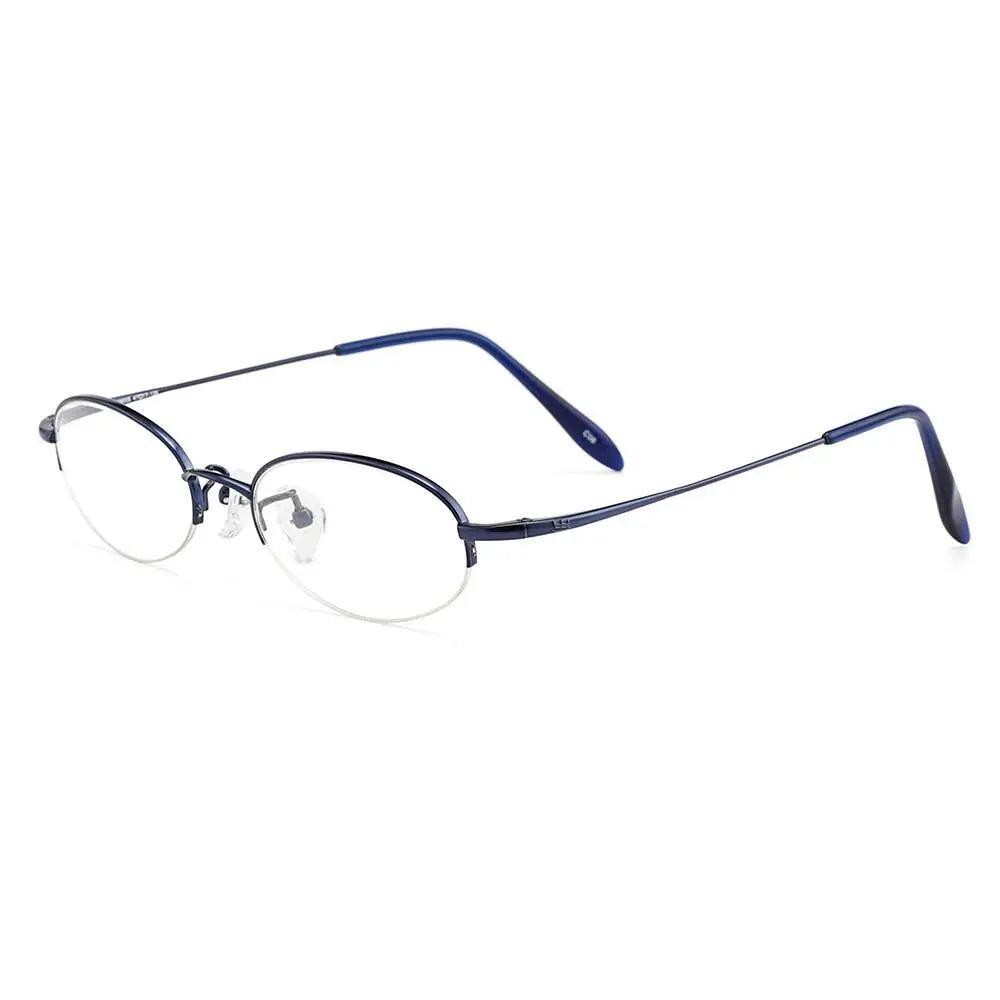 Women's Oval Semi-Rimless Titanium Prescription Glasses W8005 — view 3 | Rx Spectacle
