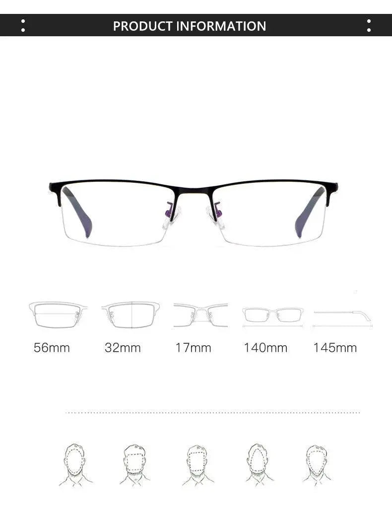 Men's Semi-Rimless Alloy Prescription Glasses 89032 — view 11 | Rx Spectacle