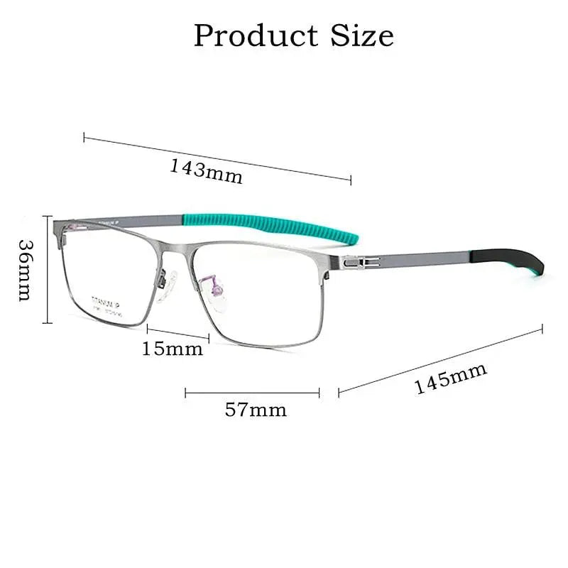 Men's Square Full Rim Titanium Prescription Glasses F1981 — view 8 | Rx Spectacle
