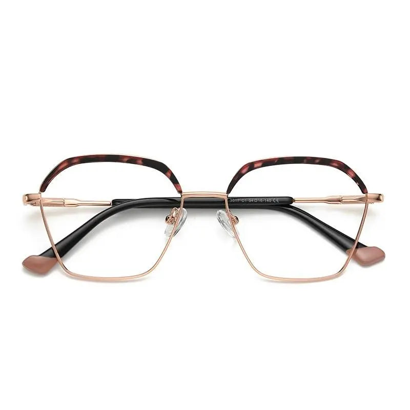 Women's Square Full Rim Alloy Prescription Glasses 3017 — view 8 | Rx Spectacle