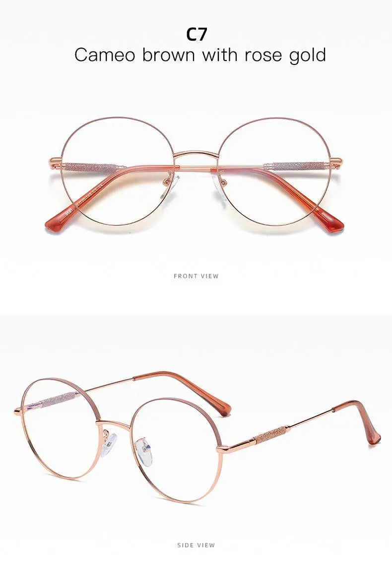 Women's Round Full Rim Alloy Prescription Glasses 95818 — view 20 | Rx Spectacle