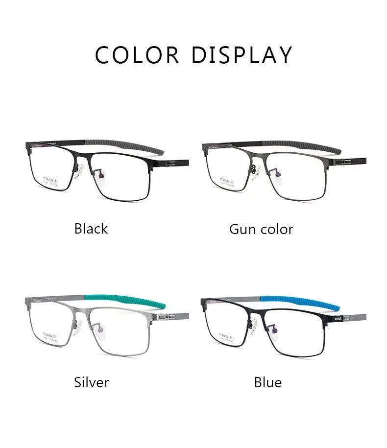 Men's Square Full Rim Titanium Prescription Glasses F1981 — view 10 | Rx Spectacle