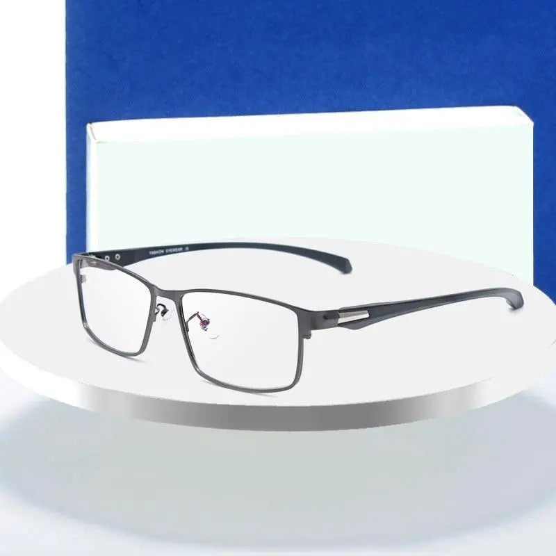 Men's Rectangular Full Rim Alloy Prescription Glasses — view 12 | Rx Spectacle
