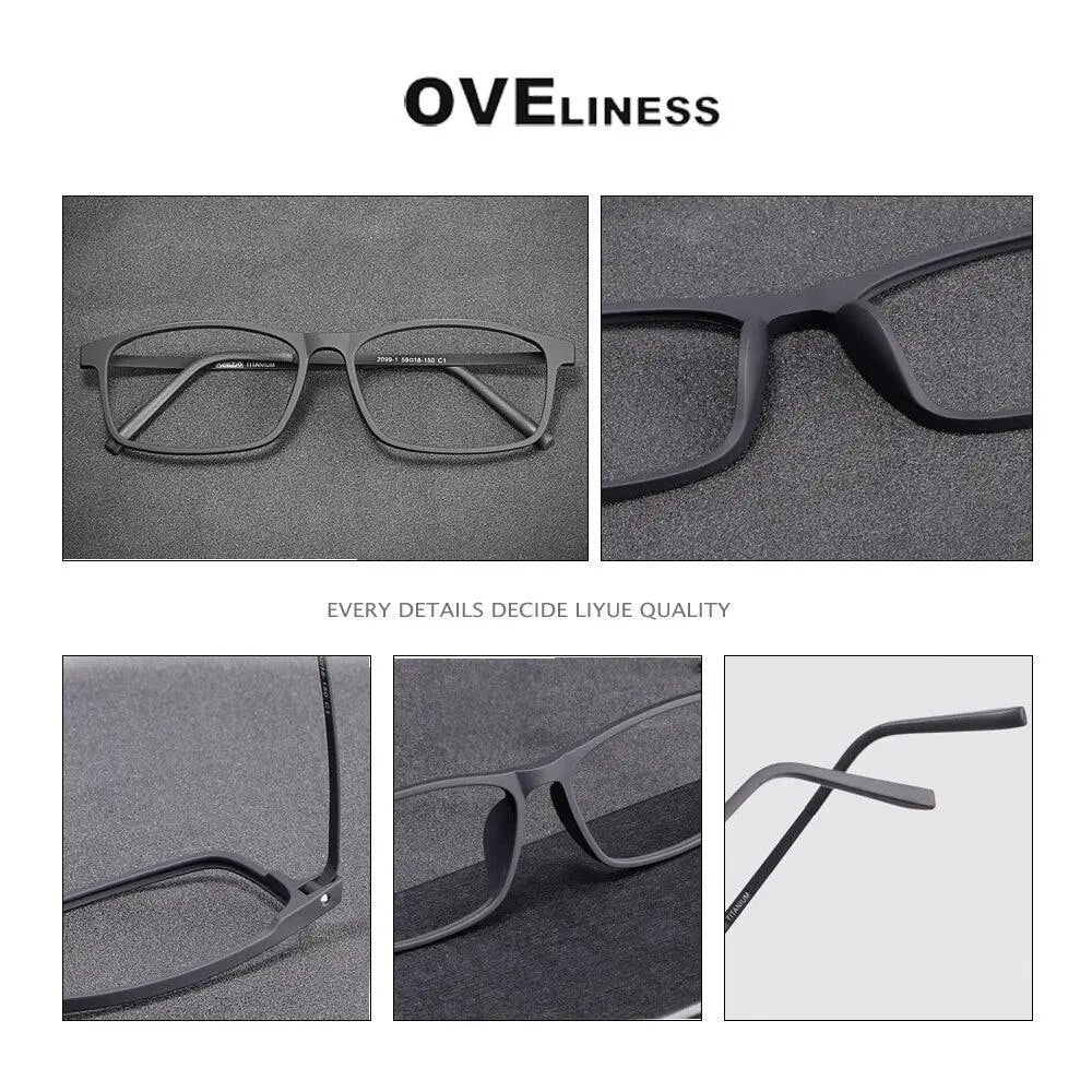 Unisex Square Full Rim Titanium Prescription Glasses Ol20p99 — view 6 | Rx Spectacle