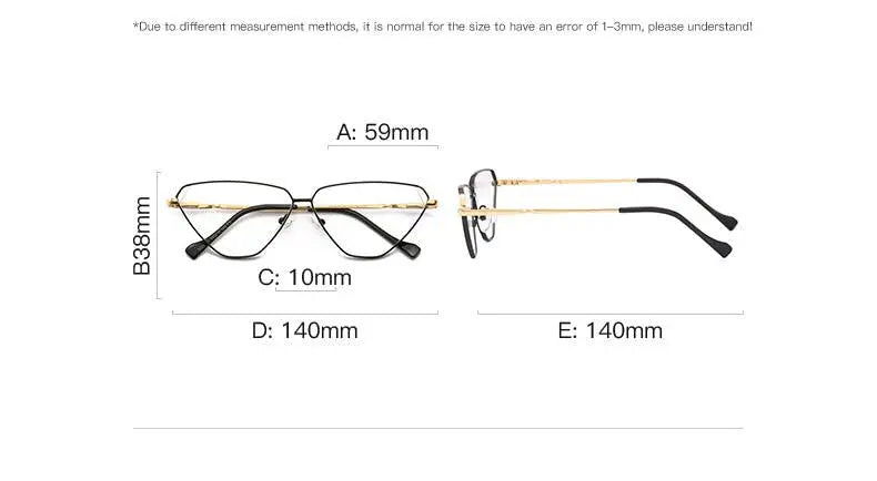 Women's Cat Eye Full Rim Alloy Prescription Glasses 3023 — view 13 | Rx Spectacle