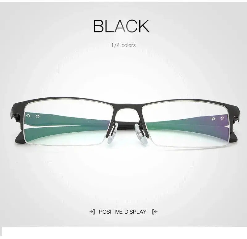 Men's Rectangular Semi-Rimless Titanium Prescription Glasses 9065 — view 12 | Rx Spectacle