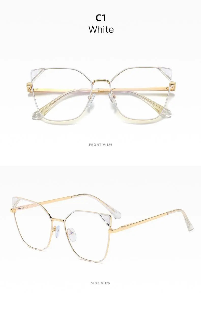 Women's Cat Eye Full Rim Alloy Prescription Glasses 95807 — view 16 | Rx Spectacle