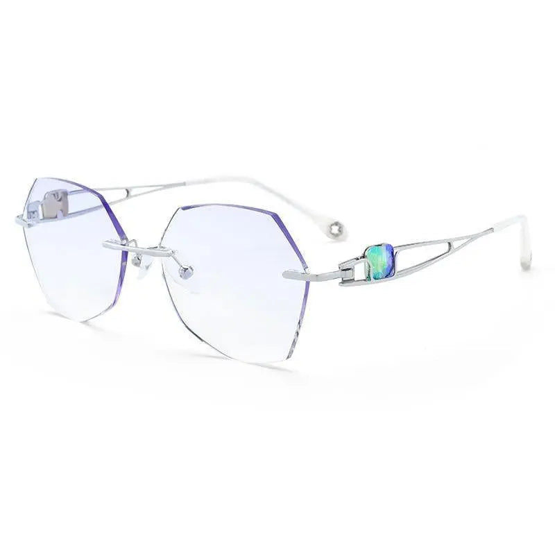 Unisex Square Rimless Titanium Prescription Glasses 88037 — view 5 | Rx Spectacle