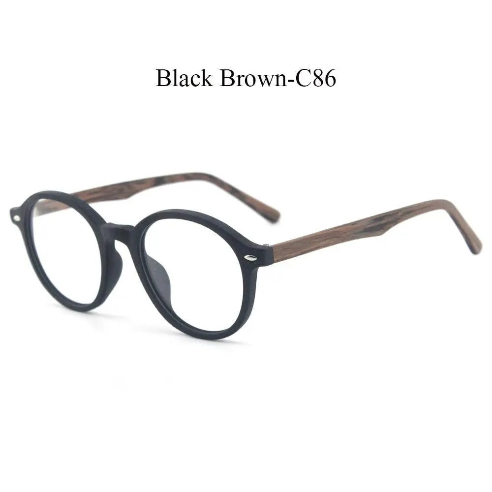 Unisex Round Full Rim Wood Prescription Glasses 4237 — view 13 | Rx Spectacle