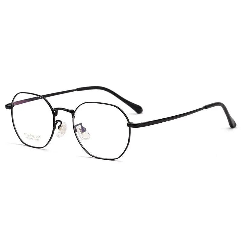 Unisex Polygon Full Rim Titanium Prescription Glasses T3956 — view 6 | Rx Spectacle