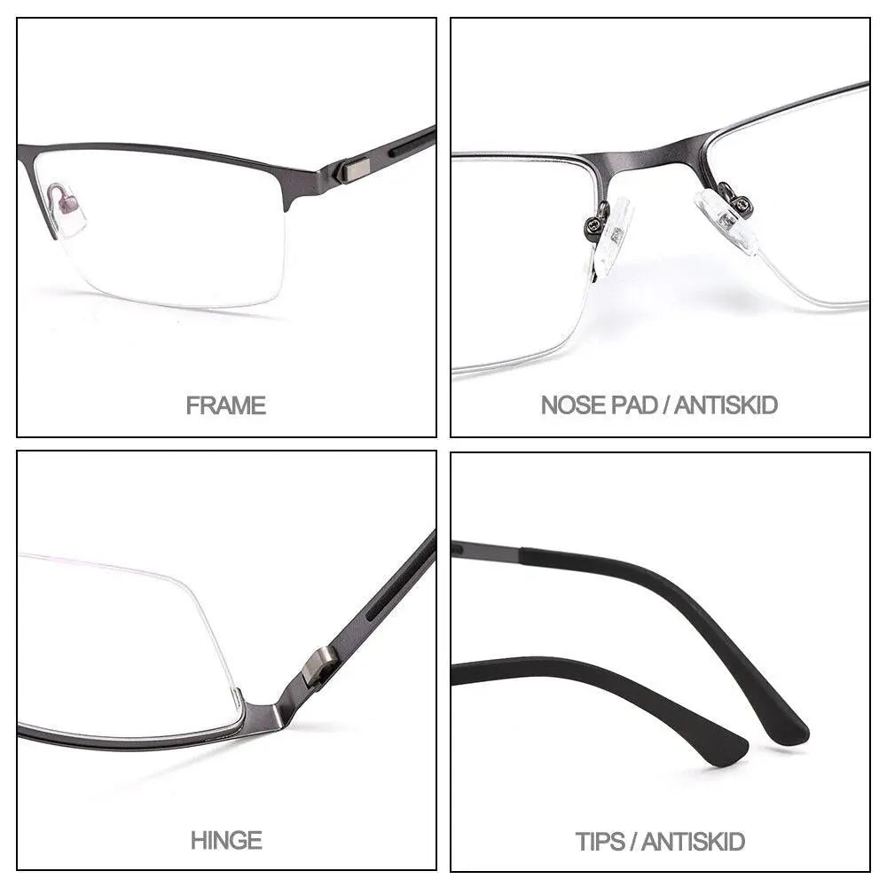 Men's Square Semi-Rimless Titanium Prescription Glasses S41001 — view 6 | Rx Spectacle