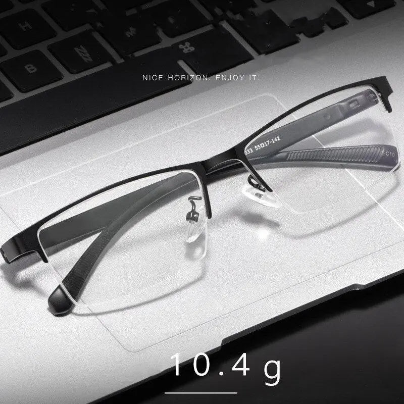 Men's Semi-Rimless Alloy Prescription Glasses 89033 — view 2 | Rx Spectacle