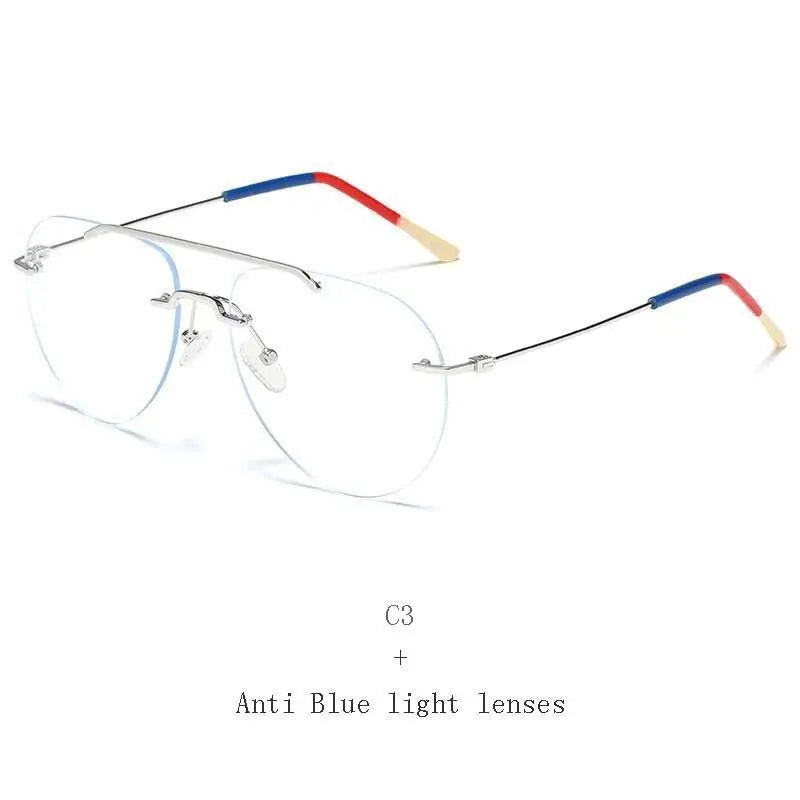 Unisex Round Rimless Alloy Double Bridge Prescription Glasses 81870 — view 8 | Rx Spectacle