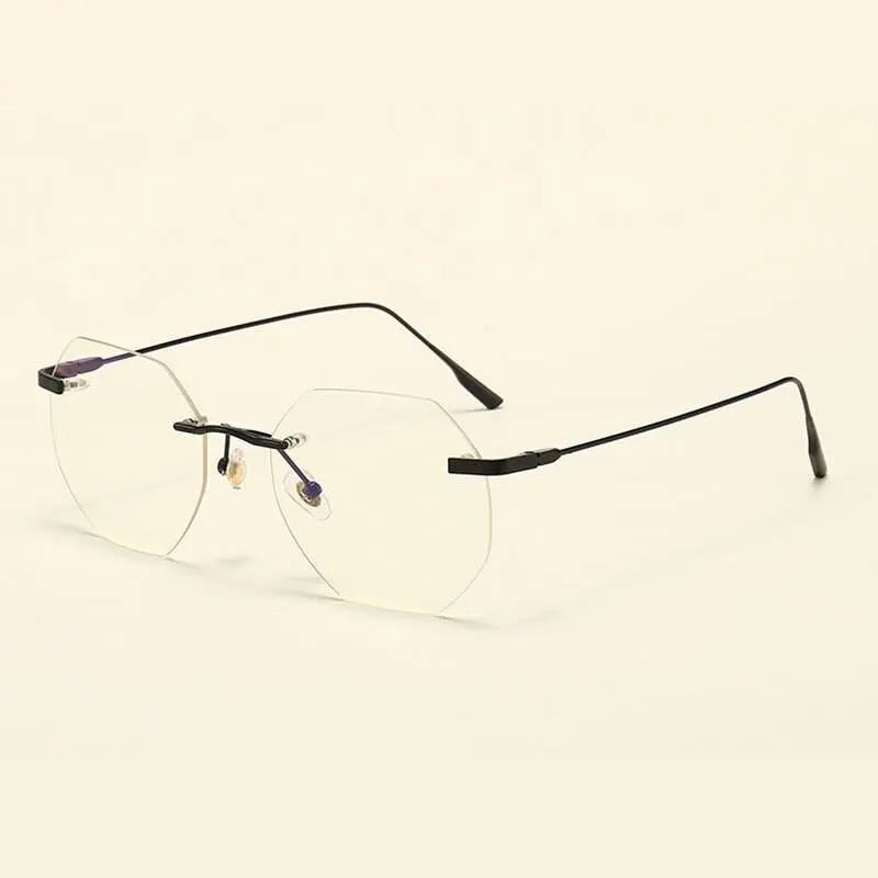 Men's Polygon Rimless Alloy Prescription Glasses 6213 — view 8 | Rx Spectacle