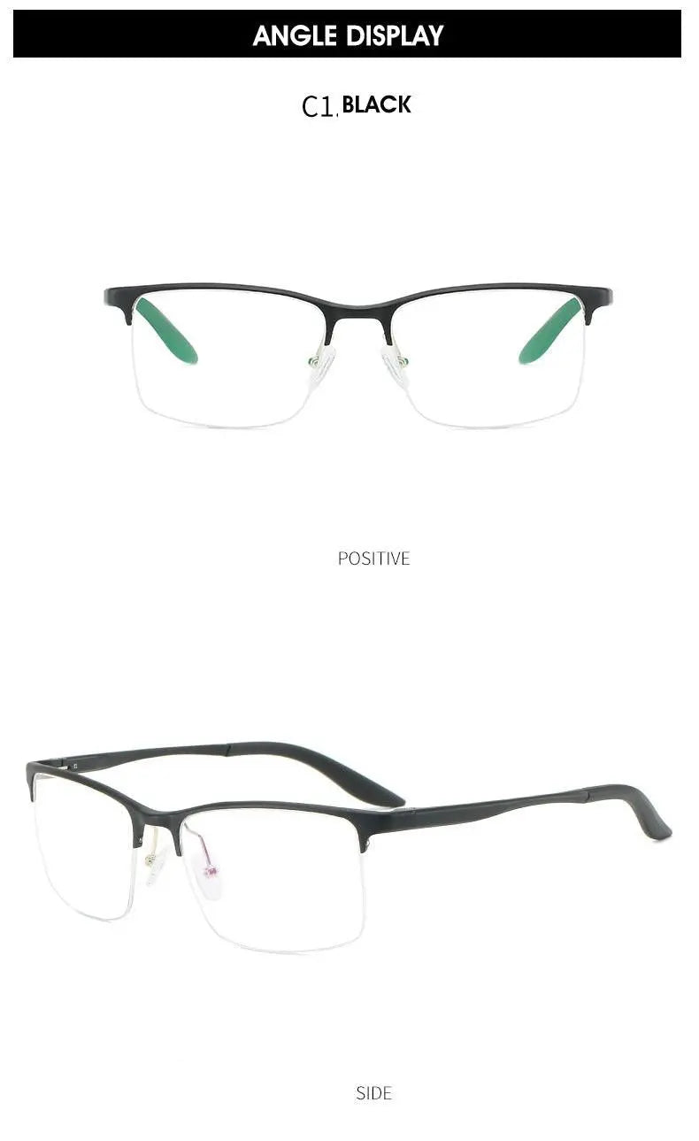 Men's Square Semi-Rimless Titanium Prescription Glasses P6325 — view 11 | Rx Spectacle