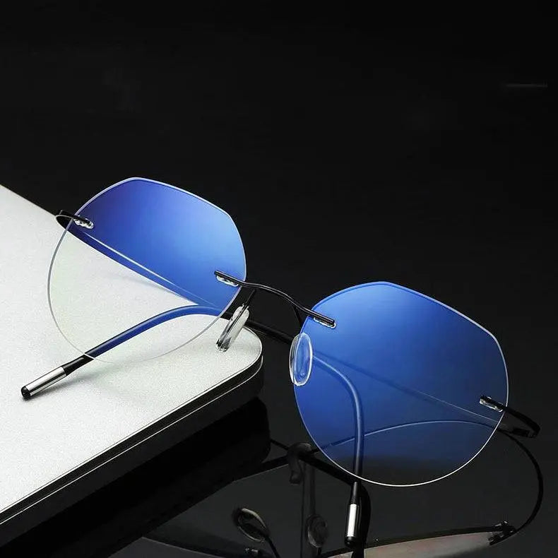 Unisex Polygon Rimless Titanium Prescription Glasses 6001-6002 — view 19 | Rx Spectacle