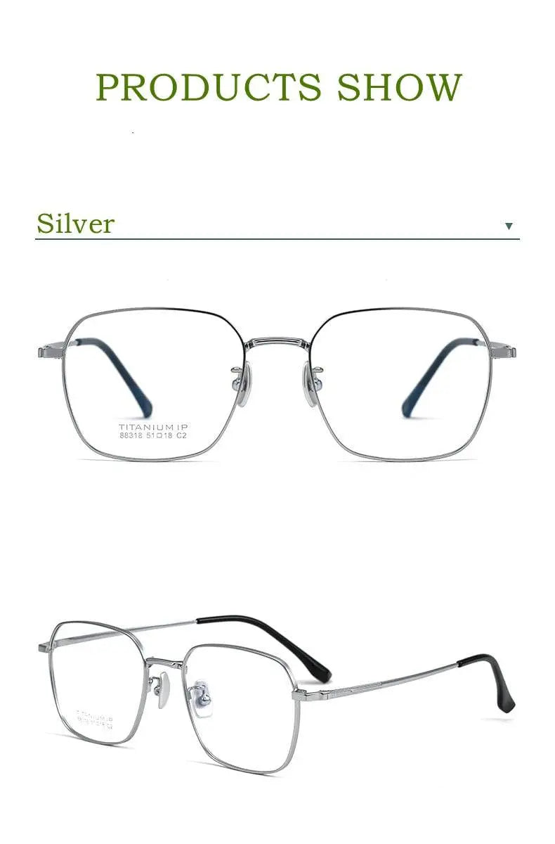 Unisex Square Full Rim Titanium Prescription Glasses 88318K — view 12 | Rx Spectacle