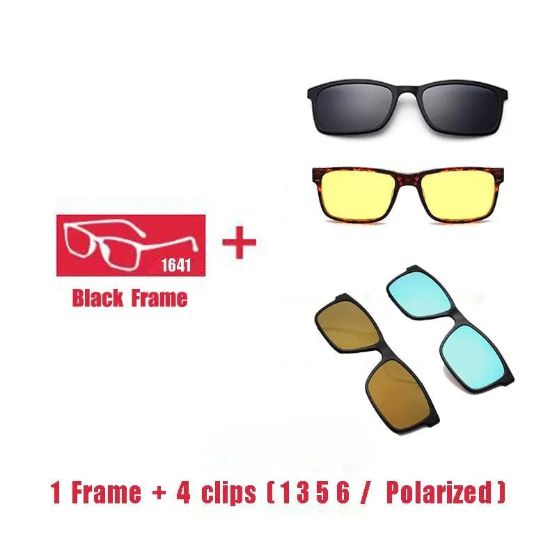 Unisex Square Full Rim Titanium Clip-On Prescription Glasses 1641 — view 3 | Rx Spectacle