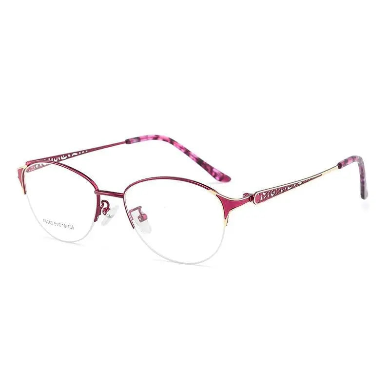 Women's Oval Semi-Rimless Alloy Prescription Glasses F6049 — view 7 | Rx Spectacle