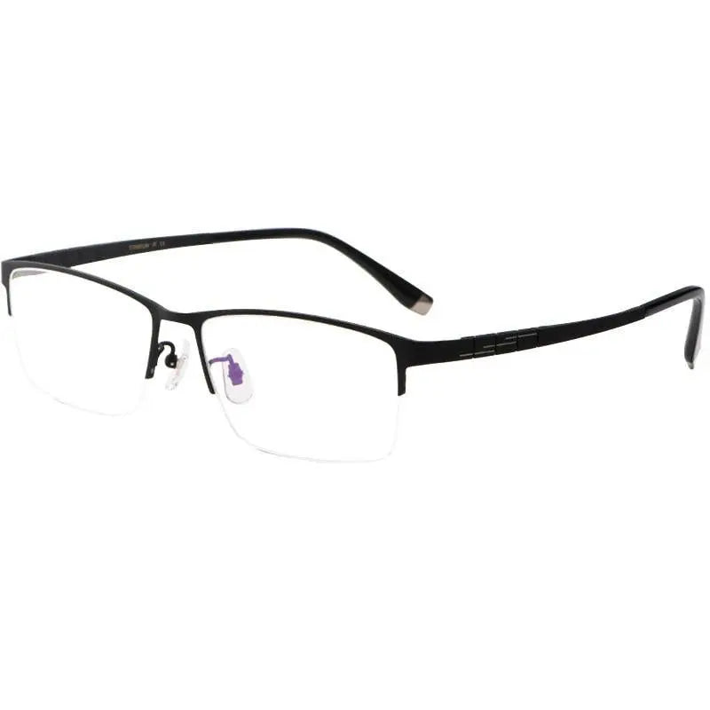 Men's Rectangular Semi-Rimless Titanium Prescription Glasses HT0186 — view 4 | Rx Spectacle