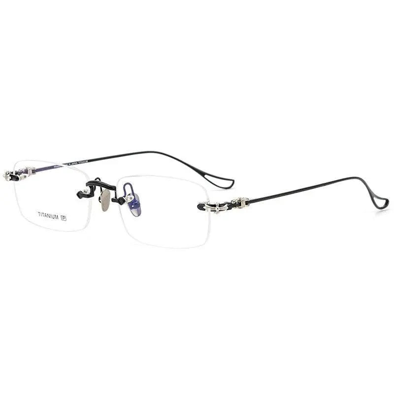 Men's Rectangular Rimless Titanium Prescription Glasses 8808 — view 8 | Rx Spectacle
