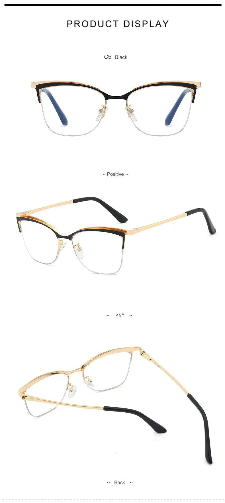 Women's Cat Eye Full Rim TR90 Prescription Glasses 95661 — view 12 | Rx Spectacle