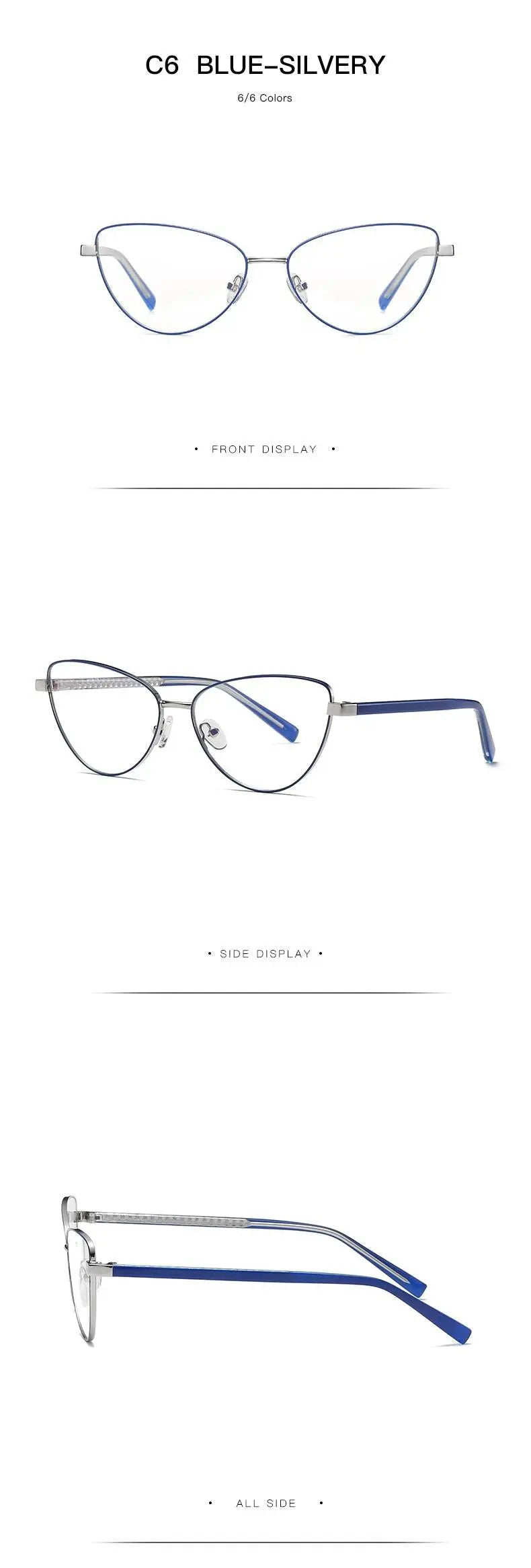 Women's Cat Eye Full Rim Alloy Prescription Glasses 3006 — view 25 | Rx Spectacle