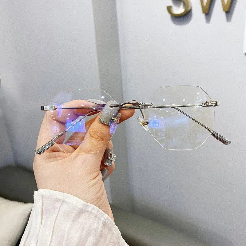 Men's Polygon Rimless Alloy Prescription Glasses 6213 — view 1 | Rx Spectacle