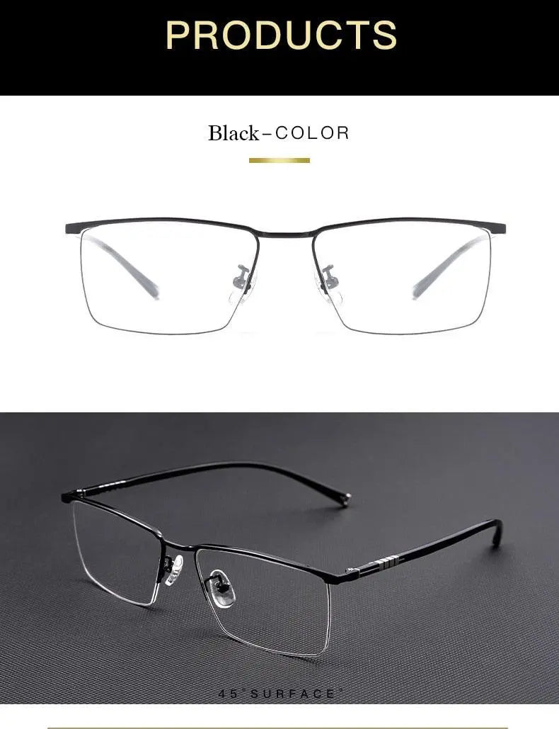 Men's Semi-Rimless Titanium Prescription Glasses P9861 — view 10 | Rx Spectacle