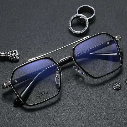 Unisex Square Full Rim Titanium Double Bridge Prescription Glasses 0039 — view 1 | Rx Spectacle