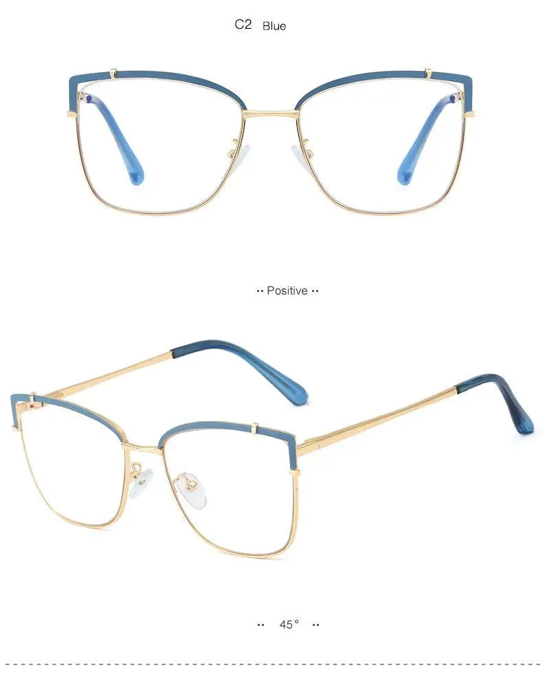 Women's Cat Eye Full Rim Alloy Prescription Glasses 95731 — view 17 | Rx Spectacle