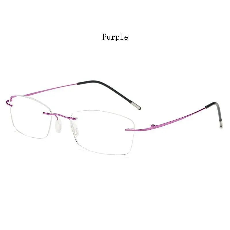 Unisex Rectangular Rimless Titanium Reading Glasses 8025 — view 10 | Rx Spectacle