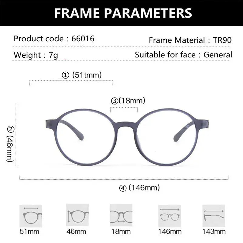 Unisex Round Full Rim TR90 Reading Glasses 66016 — view 4 | Rx Spectacle