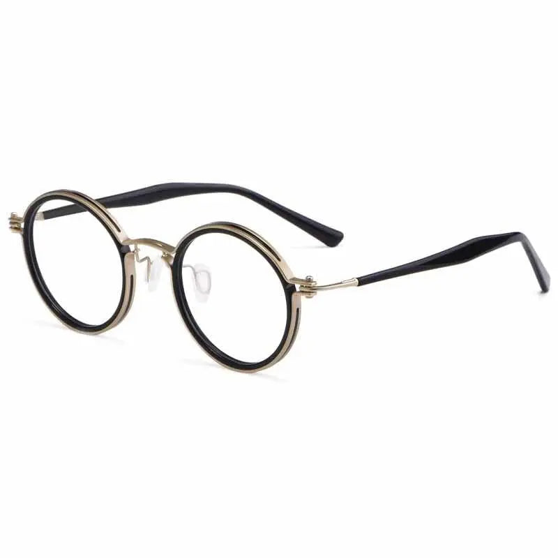 Unisex Round Full Rim Titanium Prescription Glasses H33088 — view 3 | Rx Spectacle