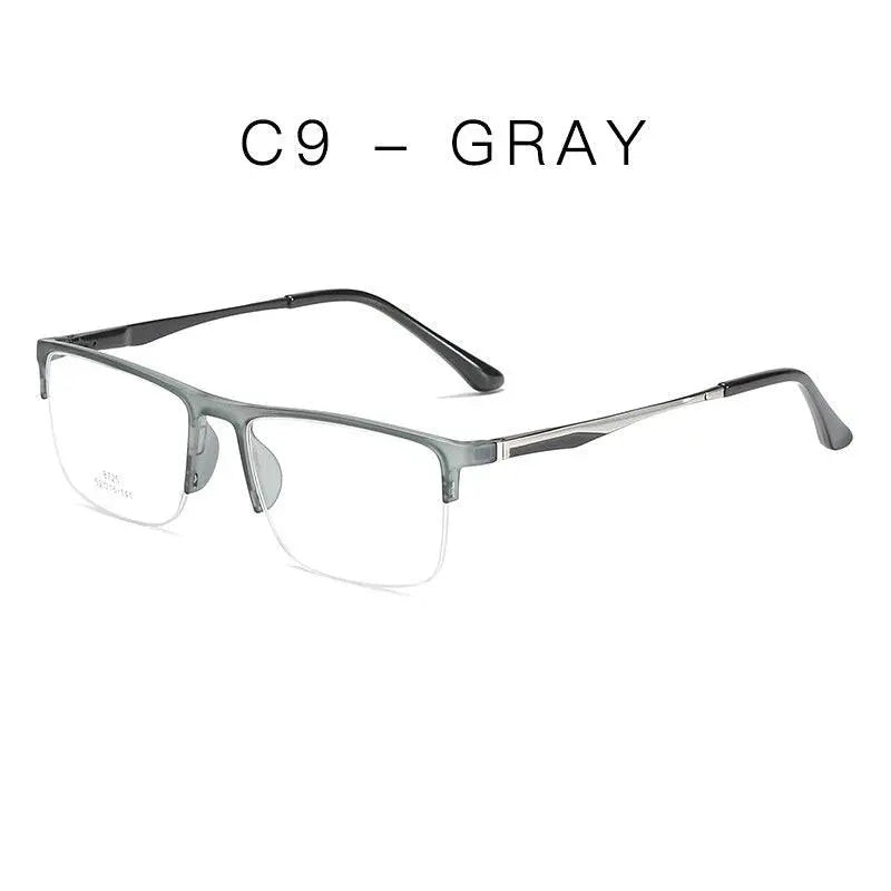 Unisex Square Semi-Rimless Alloy Prescription Glasses 8725 — view 6 | Rx Spectacle