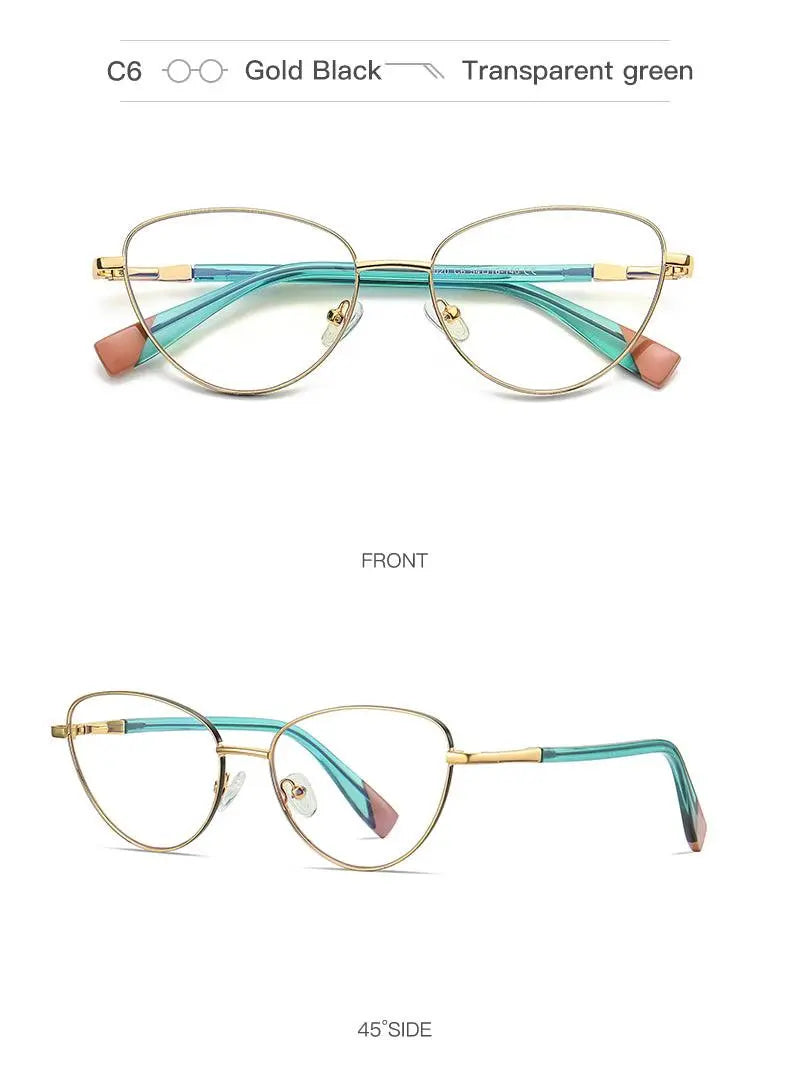 Women's Cat Eye Full Rim Alloy Prescription Glasses 3020 — view 19 | Rx Spectacle