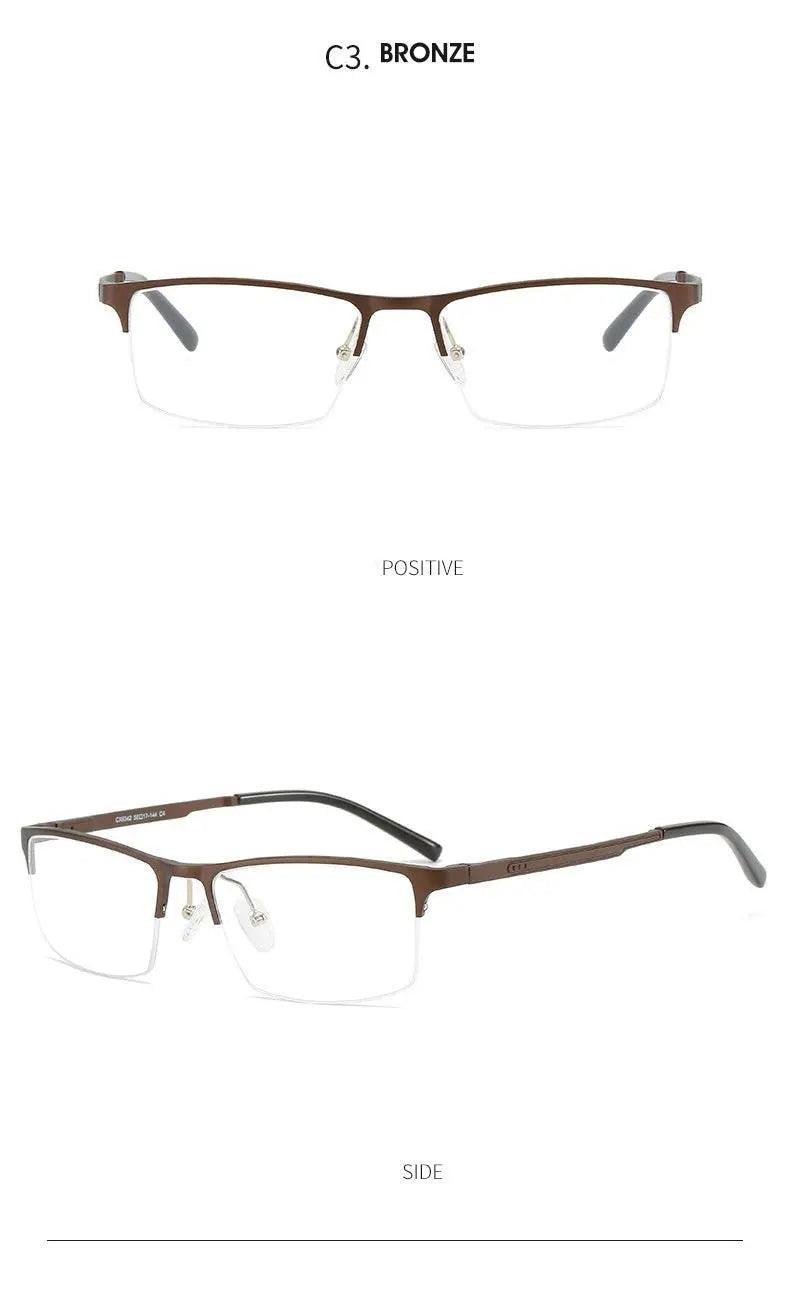 Men's Square Semi-Rimless Titanium Prescription Glasses P6342 — view 12 | Rx Spectacle
