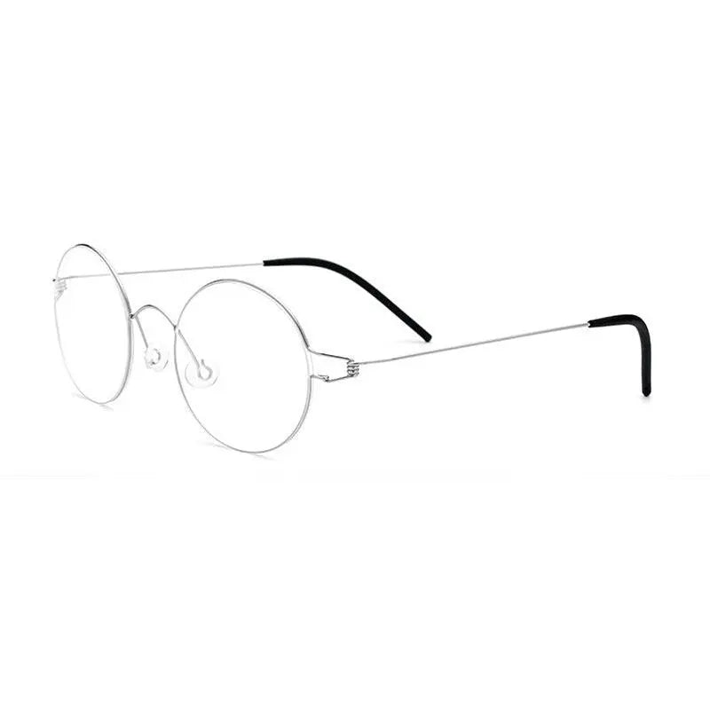 Unisex Round Full Rim Titanium Screwless Prescription Glasses 28607 — view 8 | Rx Spectacle