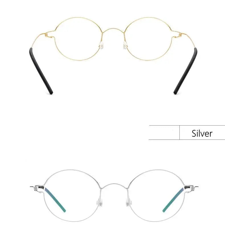 Unisex Round Full Rim Titanium Screwless Prescription Glasses 28607 — view 16 | Rx Spectacle