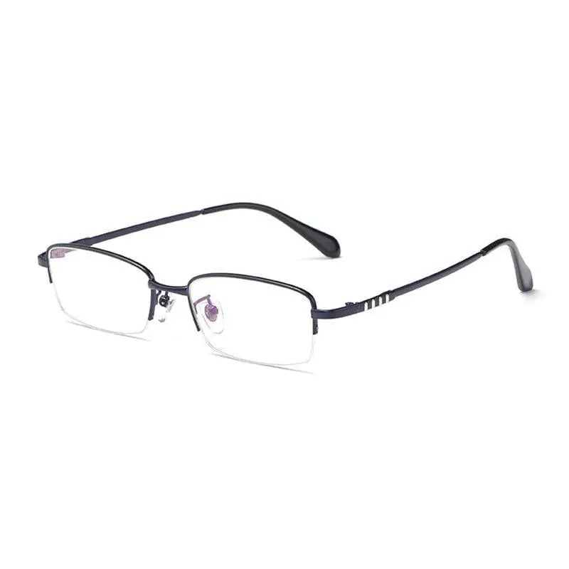 Men's Rectangular Semi-Rimless Titanium Prescription Glasses 9071 — view 7 | Rx Spectacle