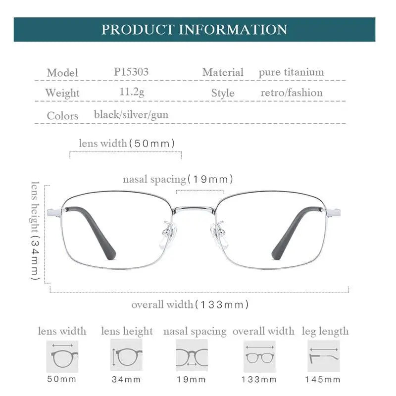 Unisex Full Rim Titanium Prescription Glasses P15303 — view 3 | Rx Spectacle