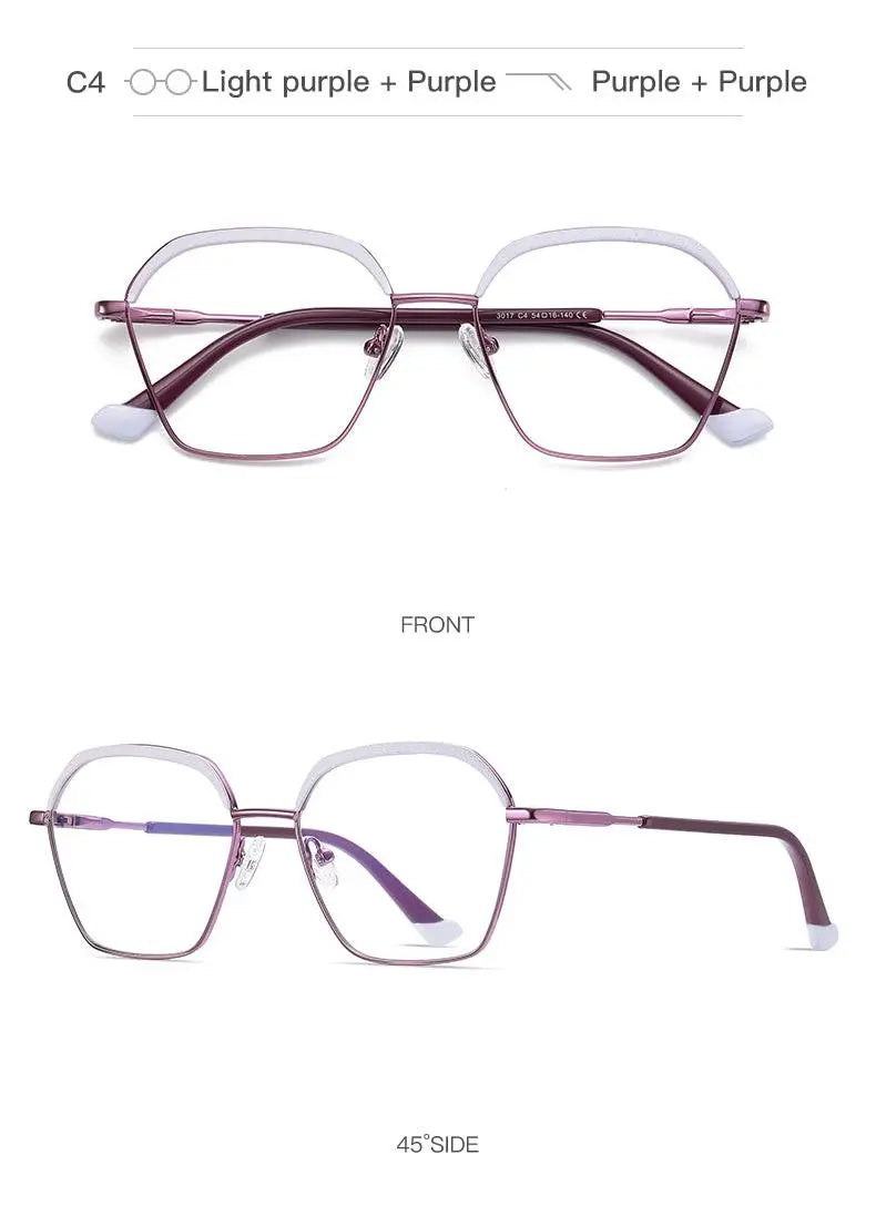 Women's Square Full Rim Alloy Prescription Glasses 3017 — view 17 | Rx Spectacle