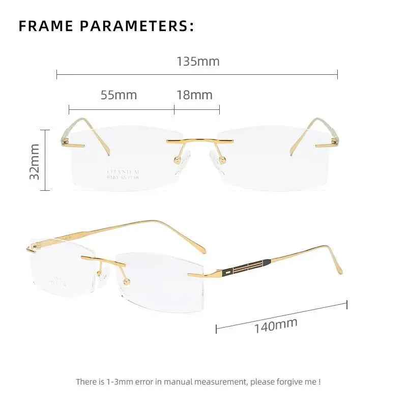 Unisex Rimless Titanium Prescription Glasses 9183 — view 4 | Rx Spectacle