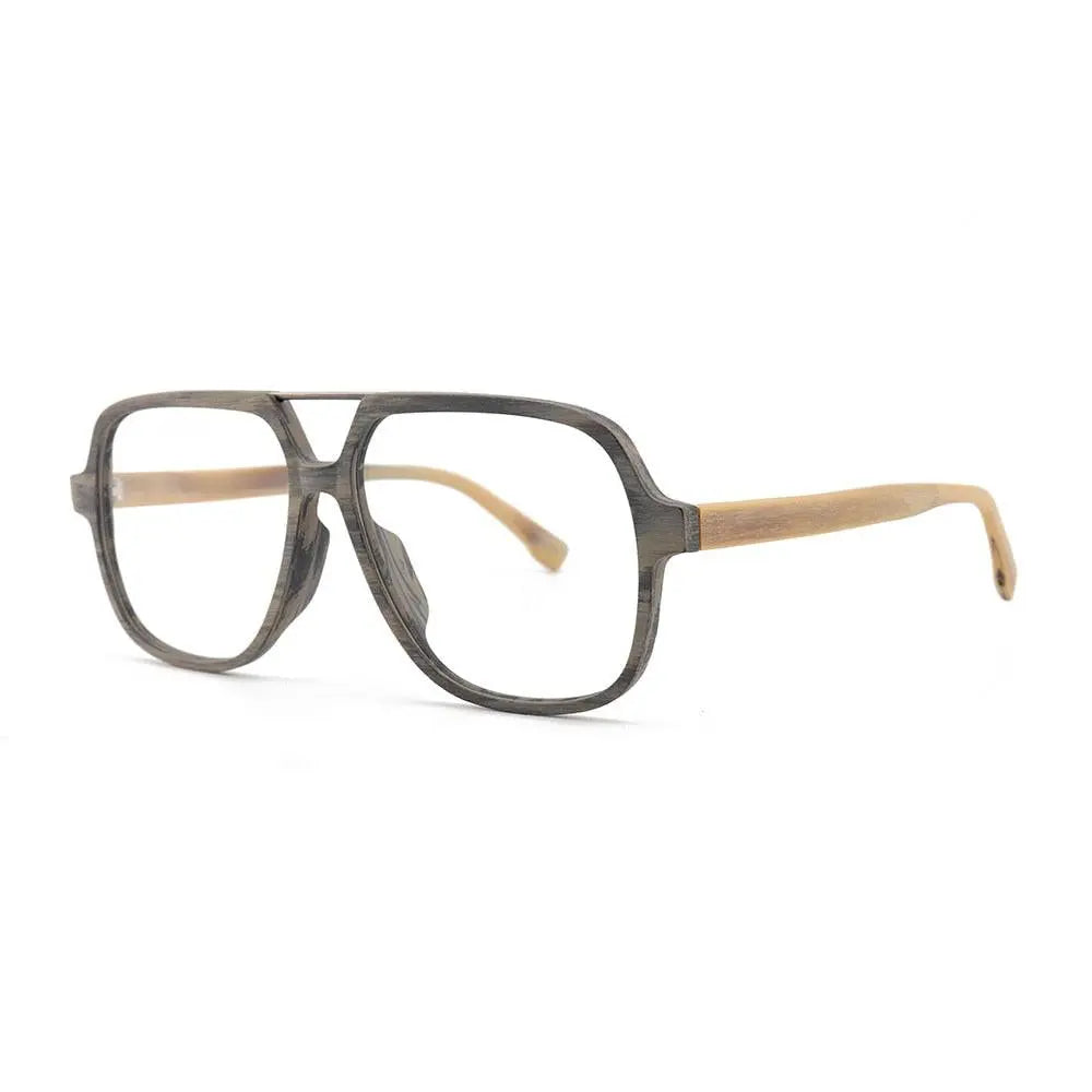 Unisex Polygon Full Rim Wood Double Bridge Prescription Glasses 6018 — view 9 | Rx Spectacle